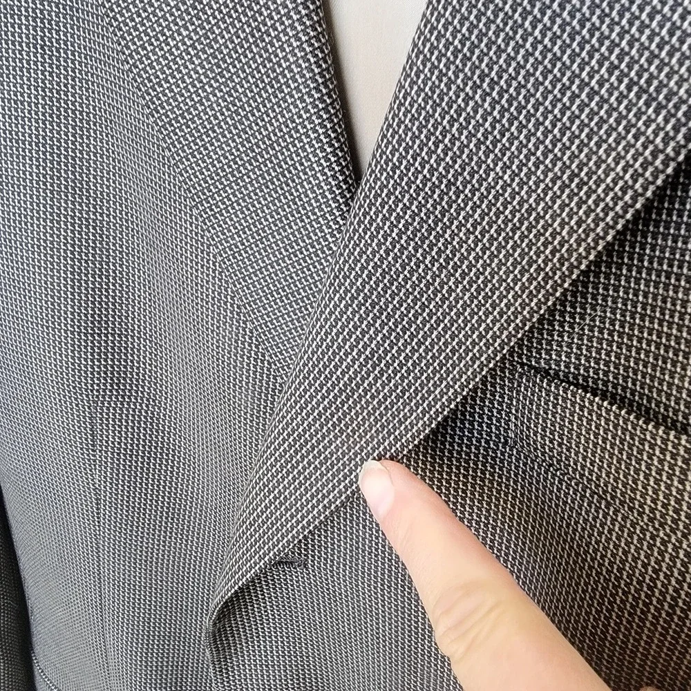 Kenneth Cole Houndstooth Wool Sport Coat Jacket Men 44R Brown Business USA Union